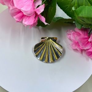 Gold and Silver Sea Shell Vintage Brooch / Pendant